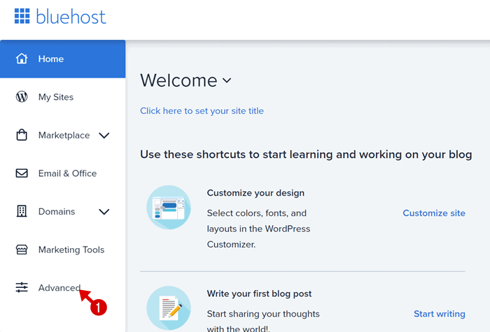 deschide bluehost cpanel