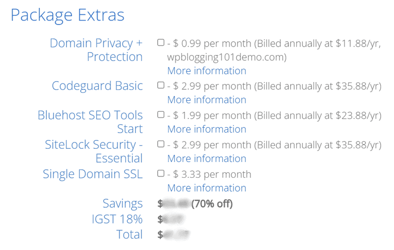 extra bluehost