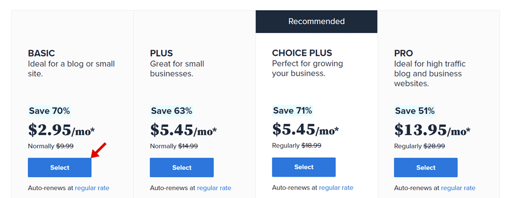 planes de precios de alojamiento bluehost