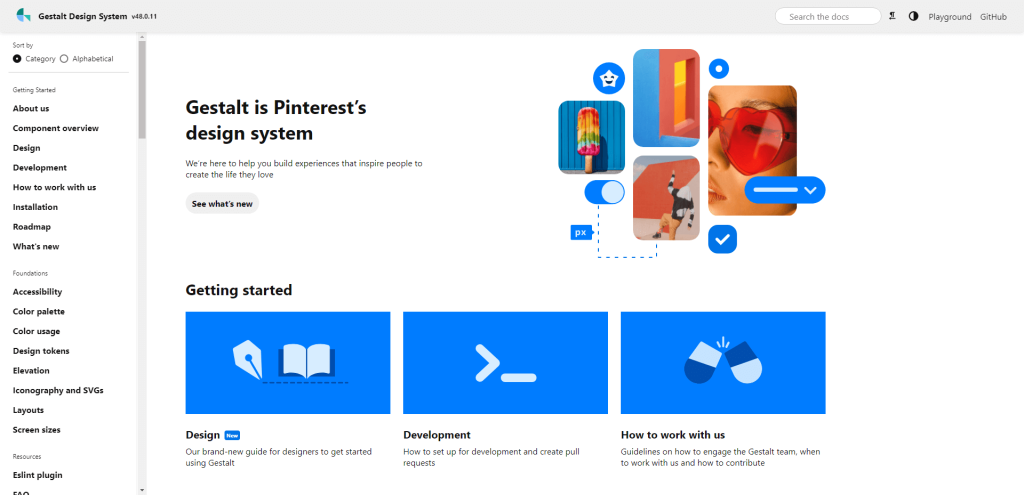 Gestalt - sistem de design Pinterest