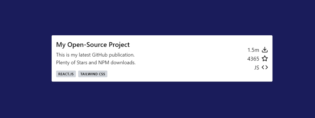 Son Proje Kartı - Tailwind CSS