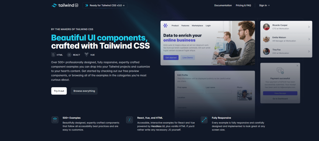Tailwind UI - Componentes oficiales de Tailwind CSS