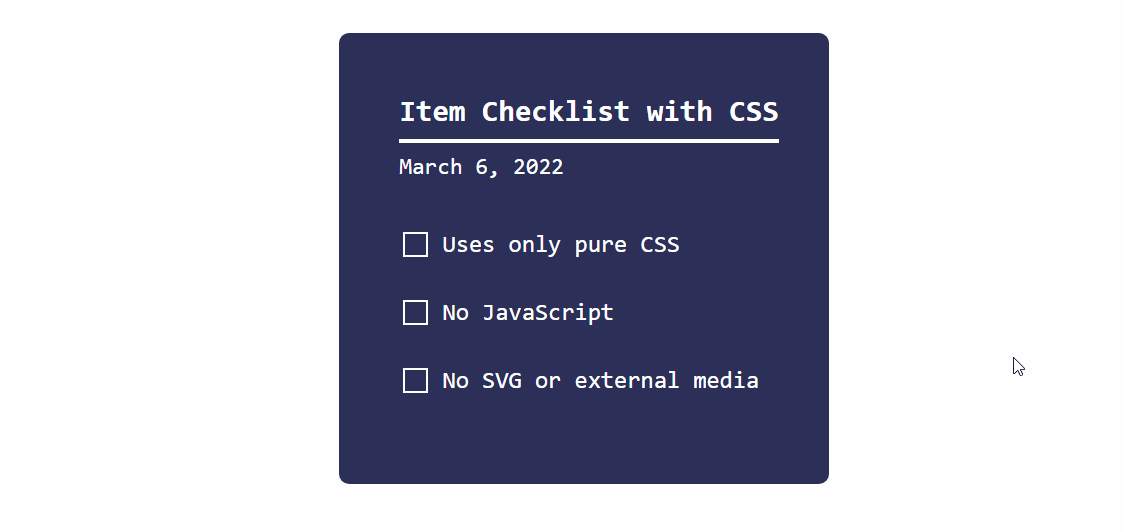 Liste de contrôle des éléments avec CSS