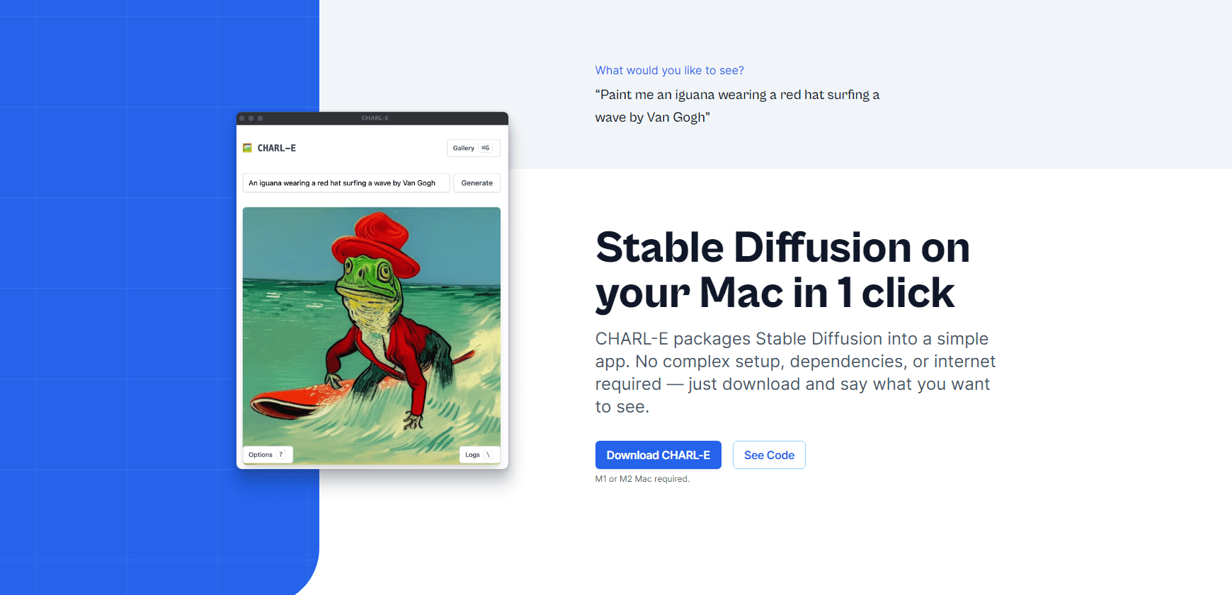 Difusi Stabil di Mac Anda dalam 1 klik dengan CHARL-E