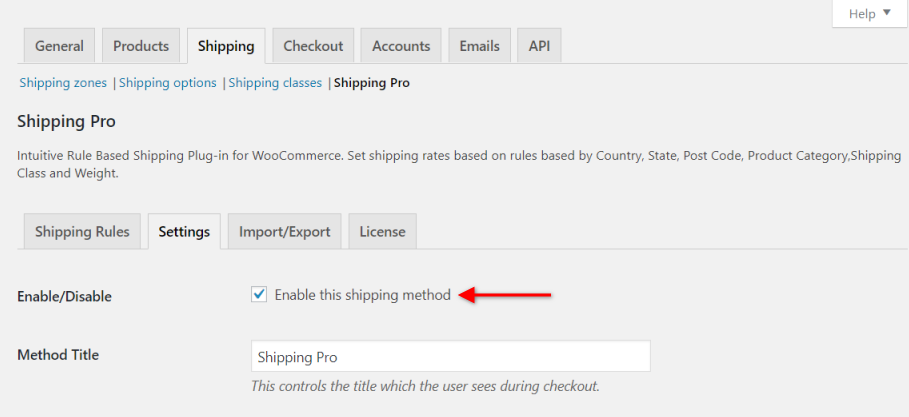 Включите Table Rate Shipping Pro в качестве способа доставки на странице корзины.
