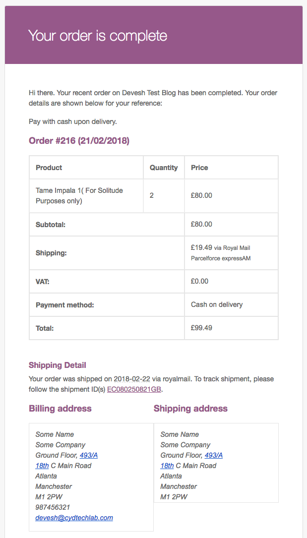 woocommerce kraliyet posta siparişi