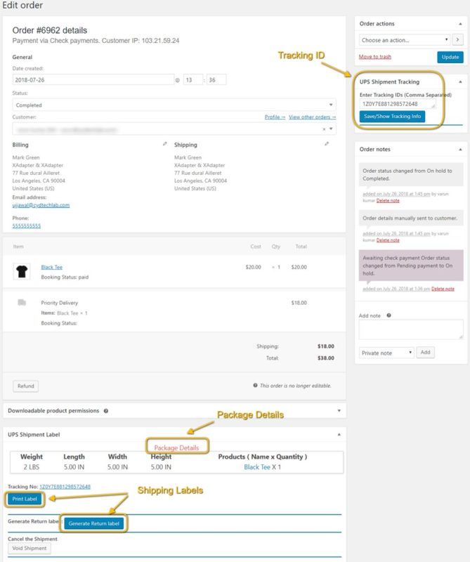 Page des commandes après WooCommerce Shipping Automation