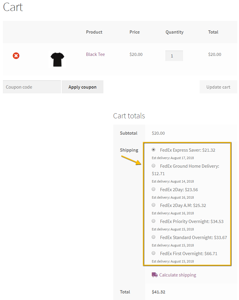 カートページの FedEx Shipping サービス