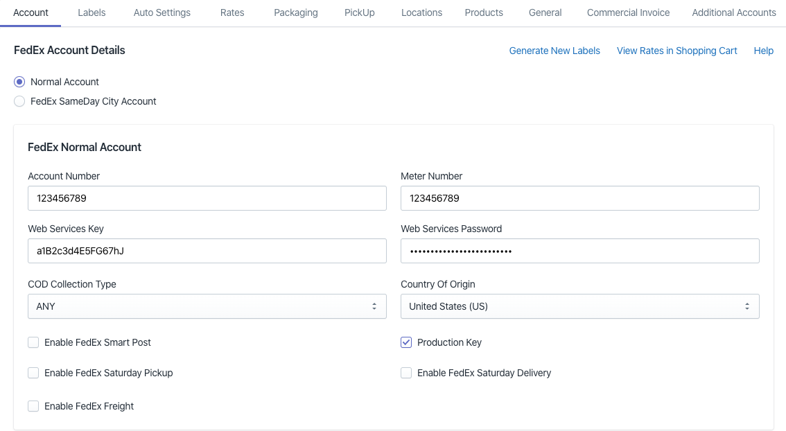 Configurar conta FedEx