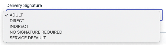 Opções de assinatura de entrega