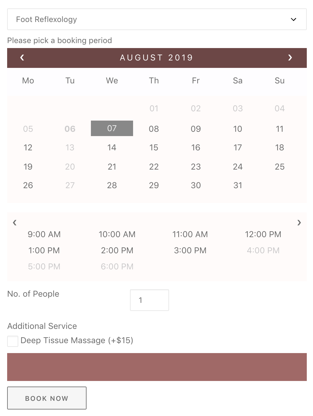 calendrier des réservations