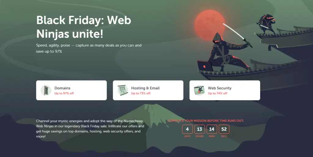 Namecheap Black Friday Cyber Monday предложения 2022 (бесплатная пробная версия + скидка 99%) 2 Namecheap black friday deals 2021