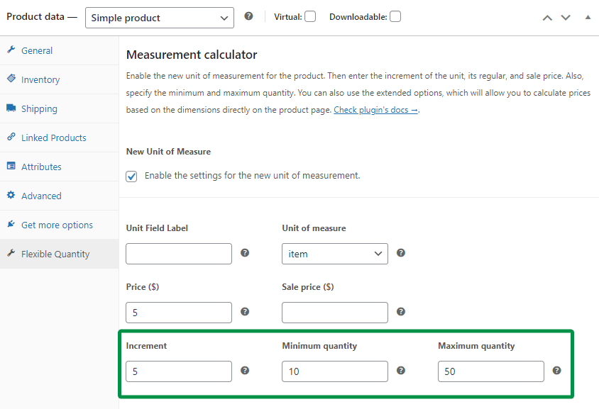 Imposta la nuova quantità di incremento per prodotto WooCommerce