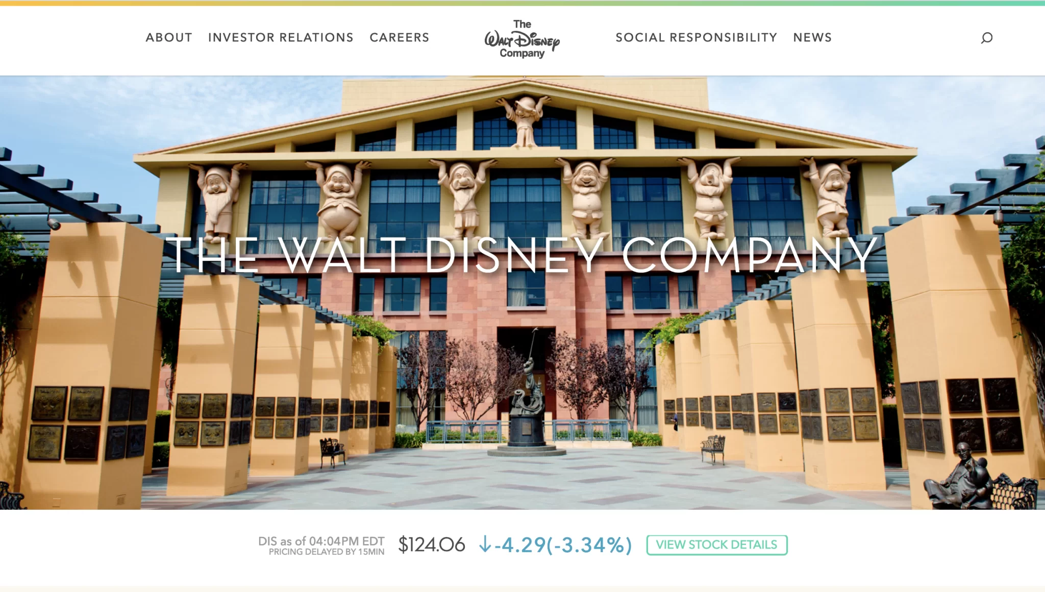 Startseite der WordPress-Website der Walt Disney Company