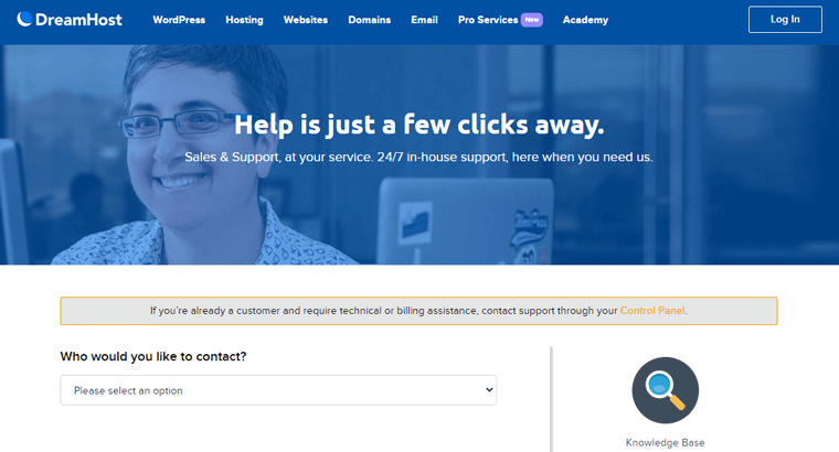 DreamHost-Supportseite