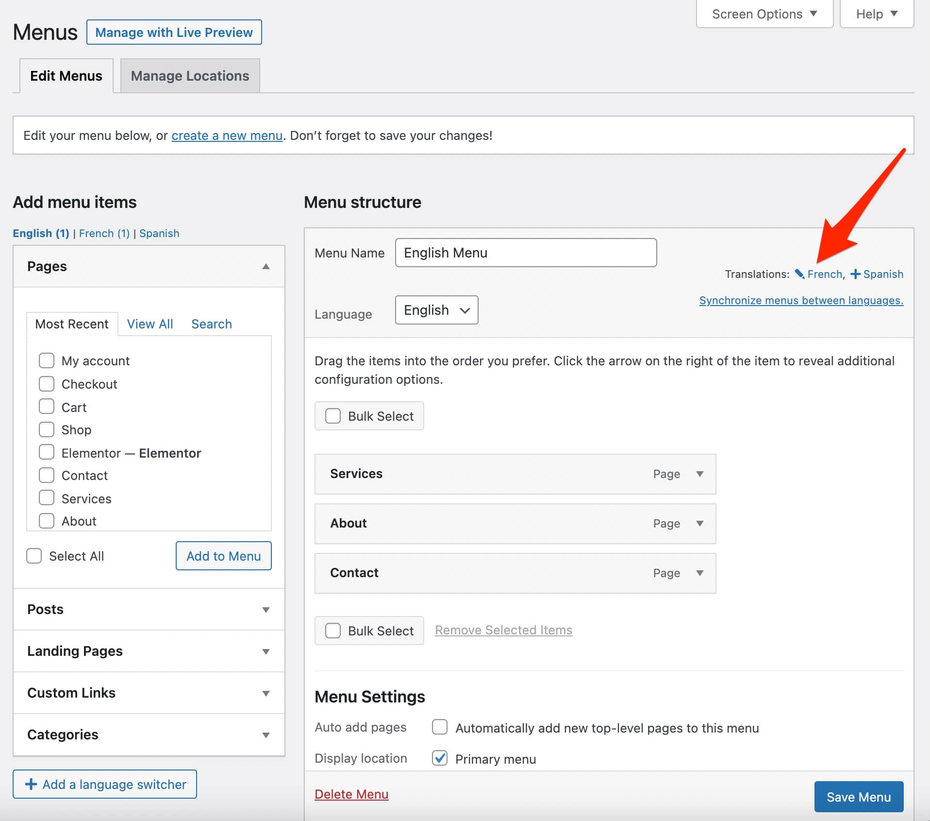Personalización de un menú con WMPL.