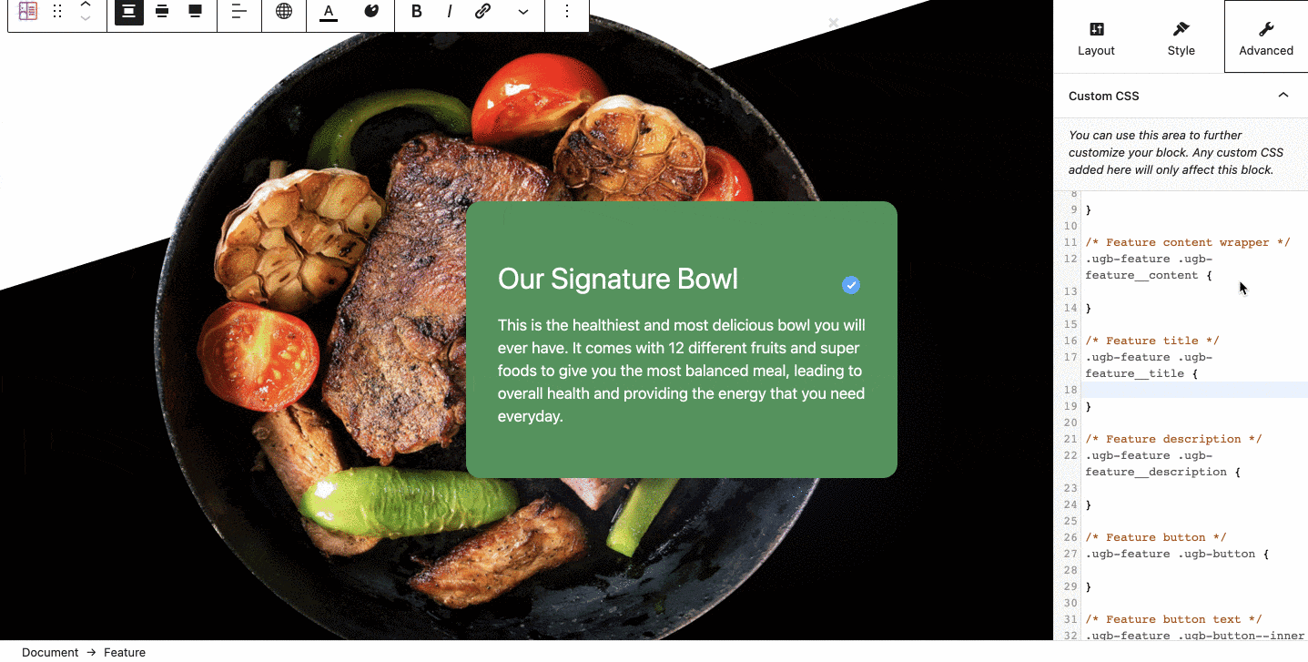 Agregar CSS personalizado a un bloque en el complemento apilable de WordPress.