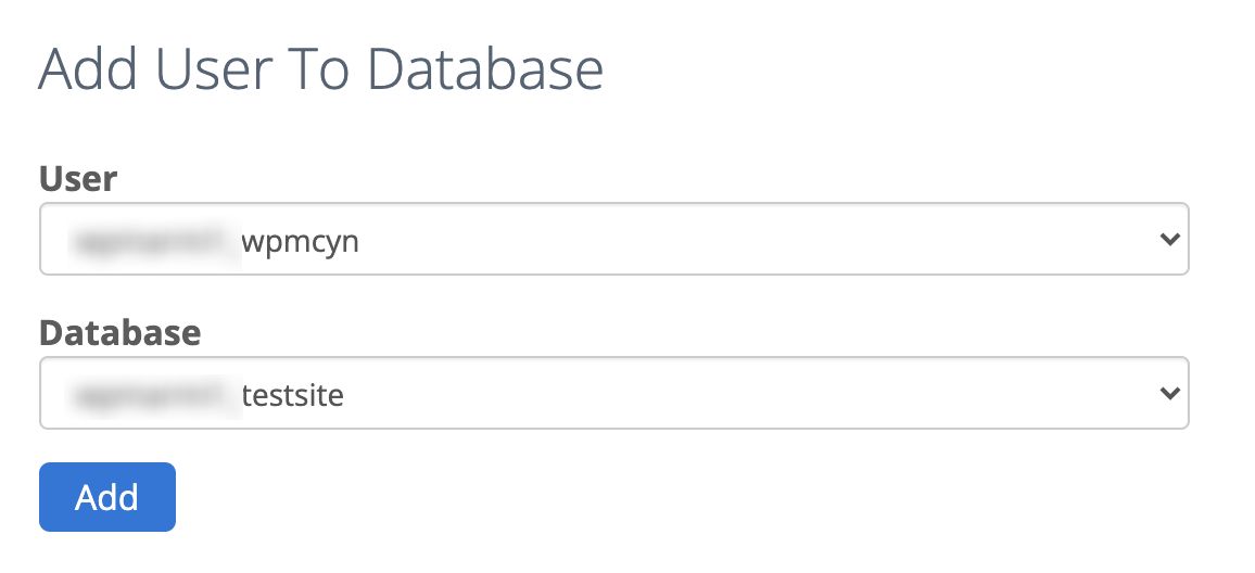 เพิ่มผู้ใช้ไปยังฐานข้อมูลบน cPanel