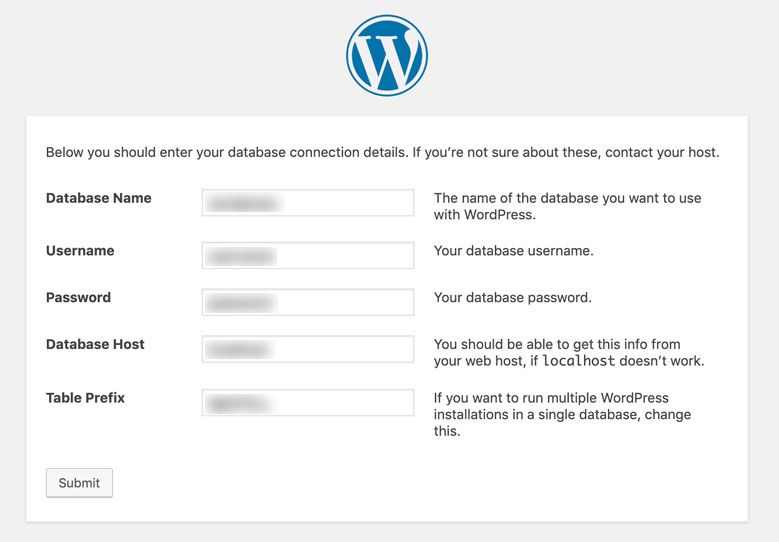 ข้อมูลการเชื่อมต่อกับฐานข้อมูล WordPress