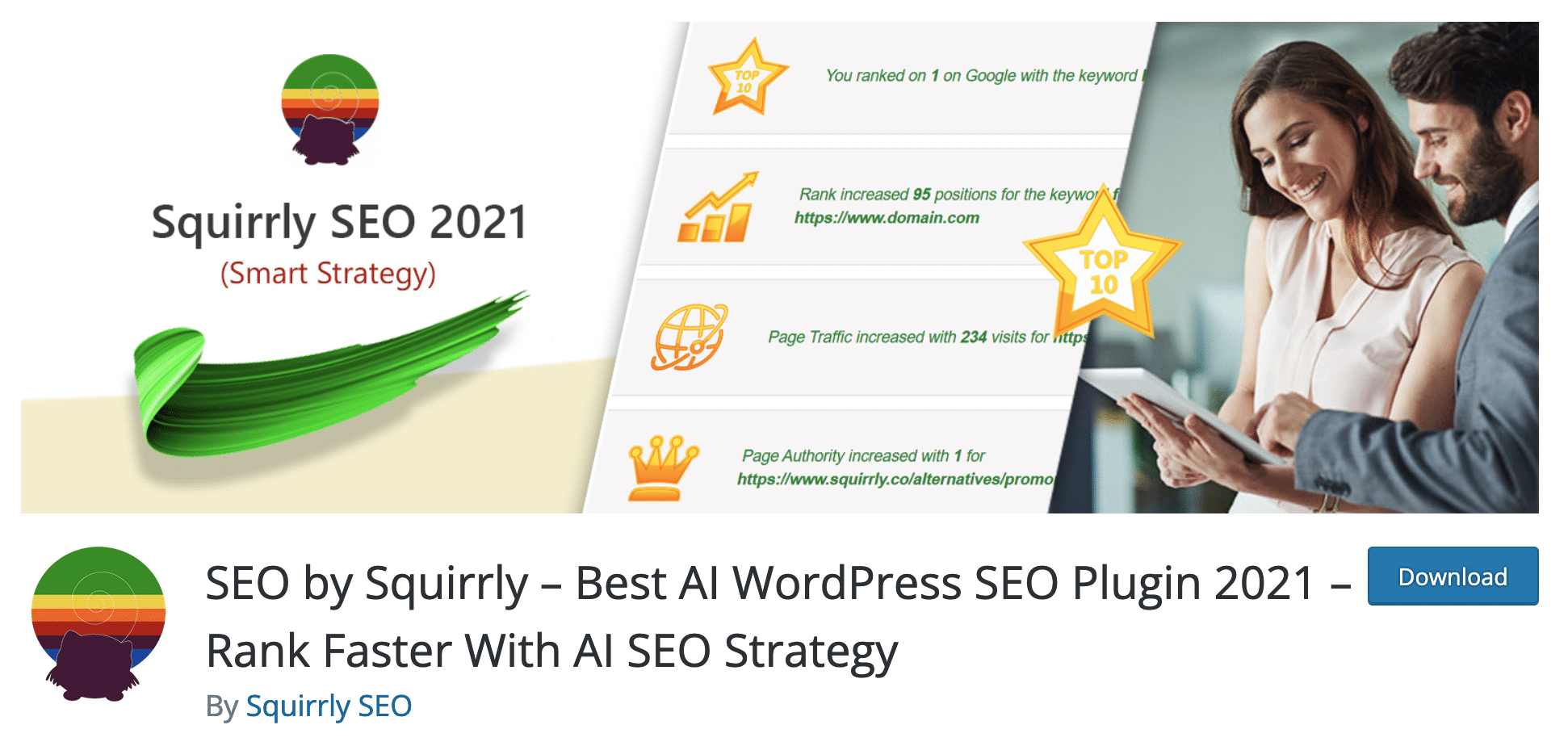 Squirrly es un complemento de SEO para WordPress que se basa en inteligencia artificial.