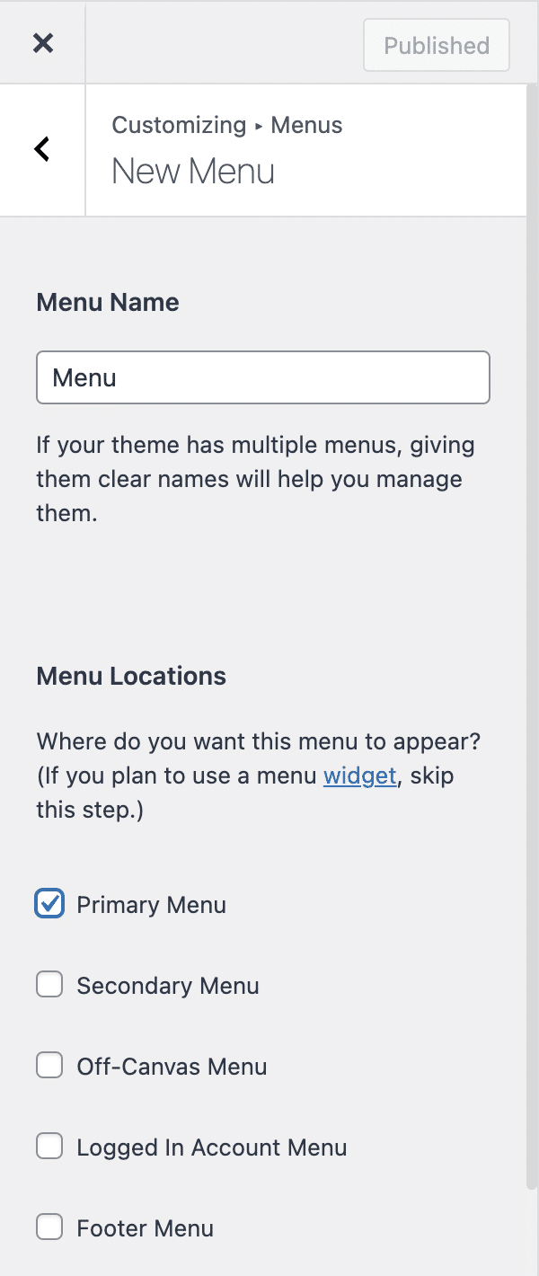 WordPressメニューを作成するには、まず名前を付けて場所を割り当てます。