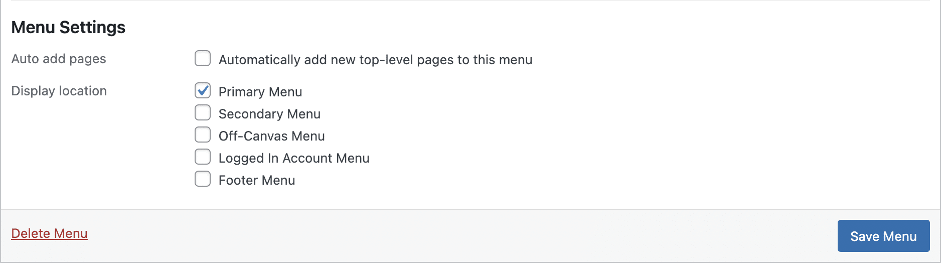 WordPressのメニュー設定。