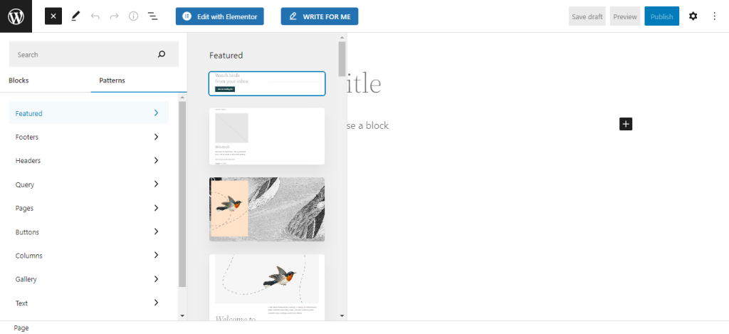 categoría para el patrón de bloque de WordPress