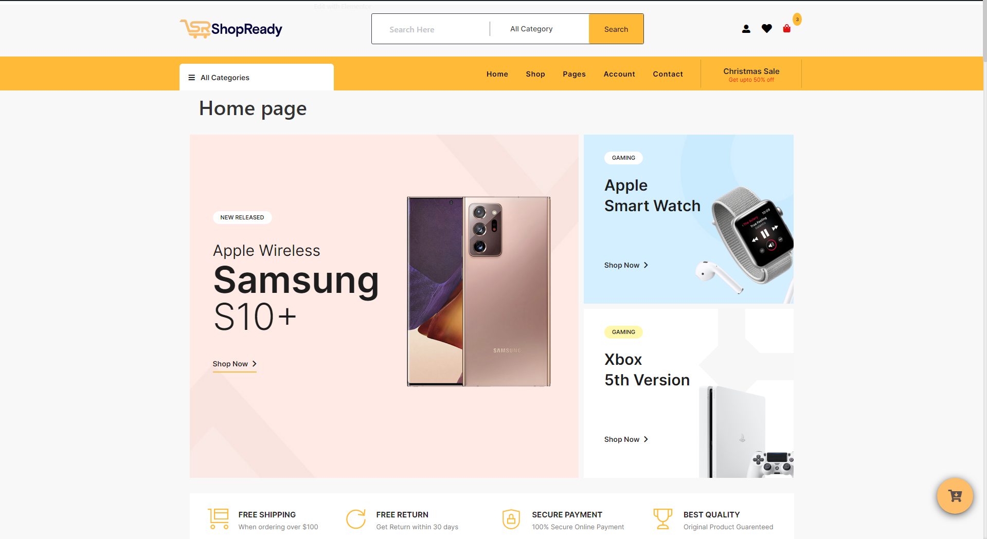 Demostración de comercio electrónico ShopReady