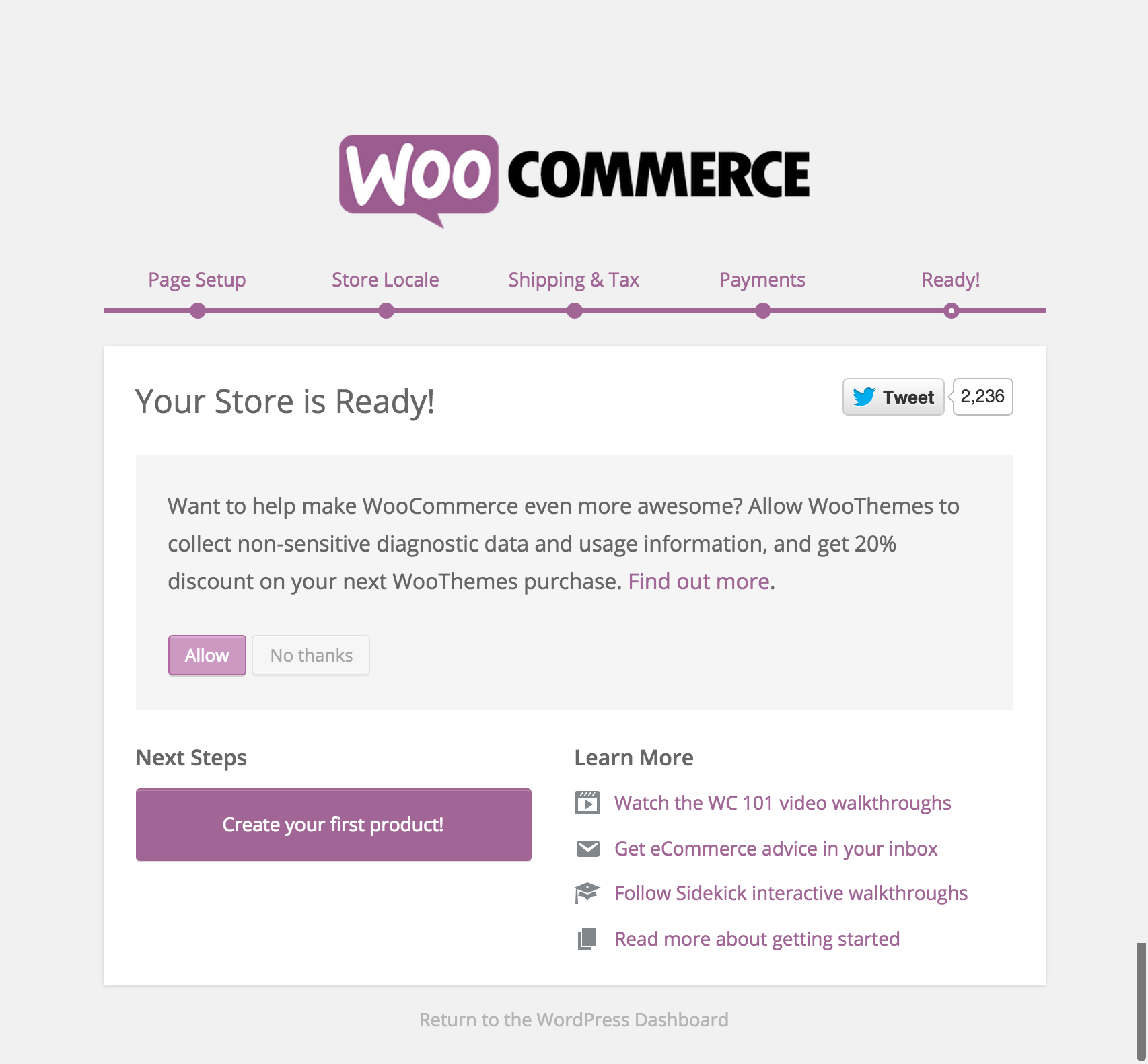 Assistant d'intégration WooCommerce