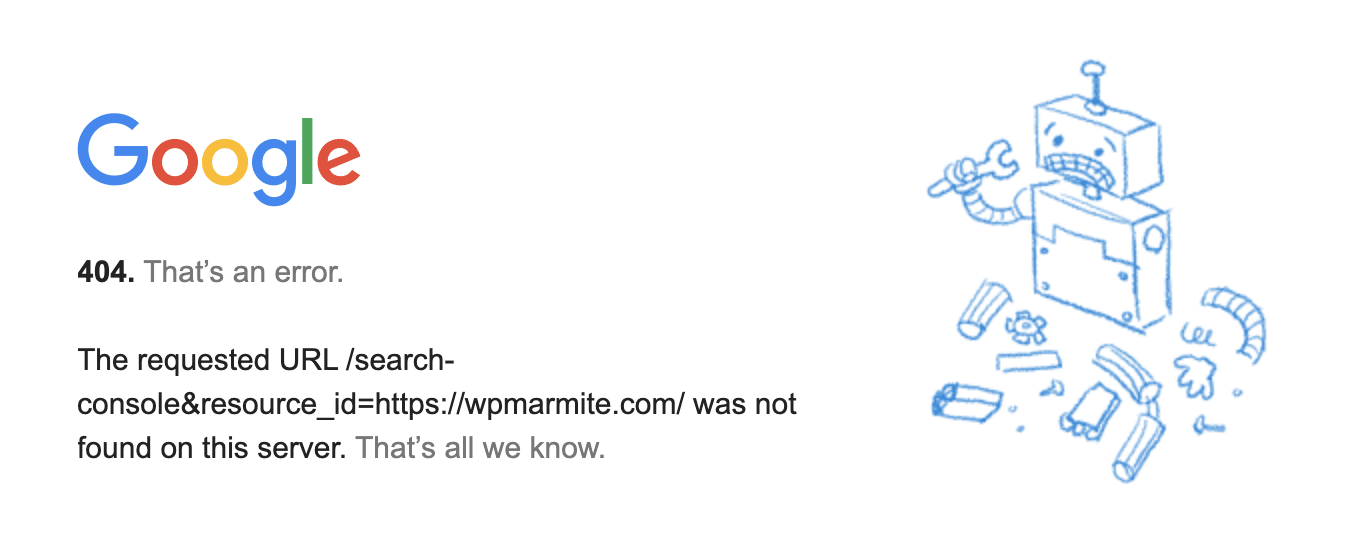 Google 404 hata sayfası örneği.