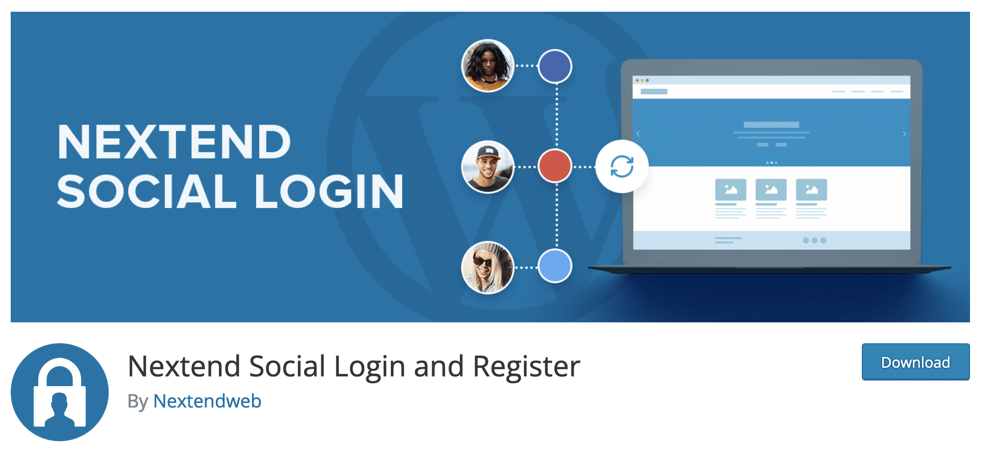 Nextend Social Login and Registerプラグインを使用して、公式のWordPressリポジトリにダウンロードします。