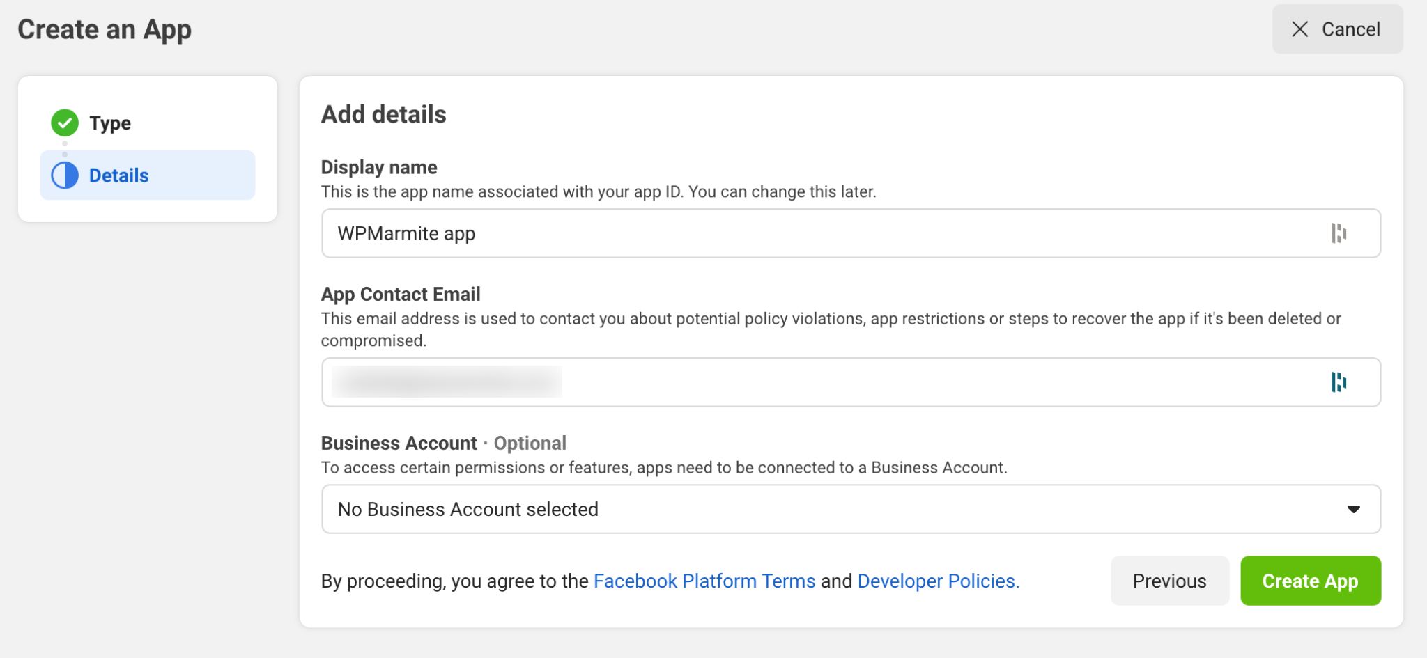 Facebookアプリを作成してWordPressで使用します。