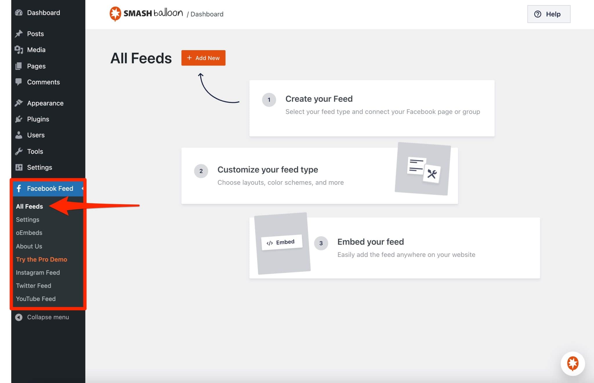 SmashBalloonを使用してWordPressとFacebookのニュースフィードを作成します。