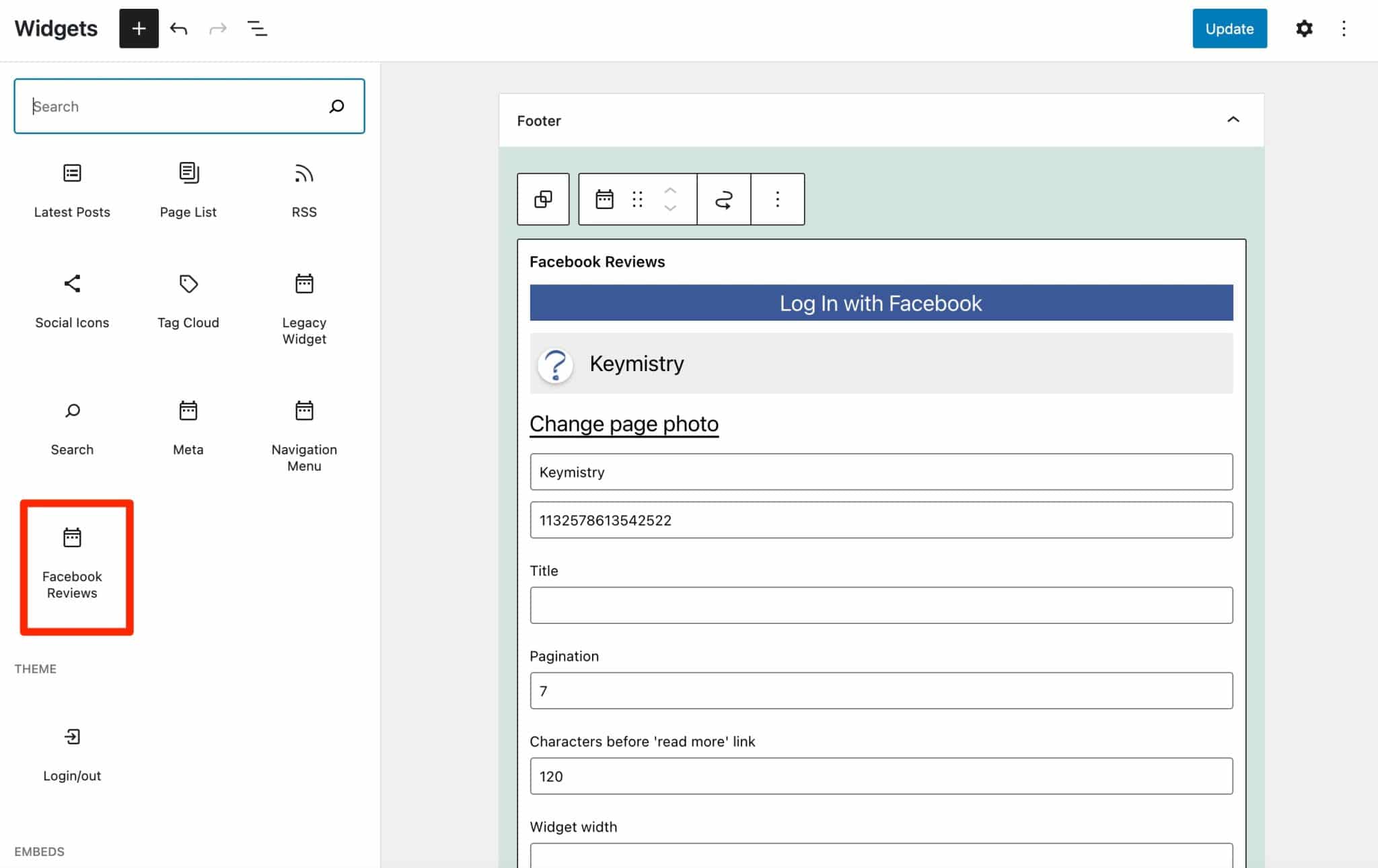 グーテンベルクのFacebookレビューウィジェット。