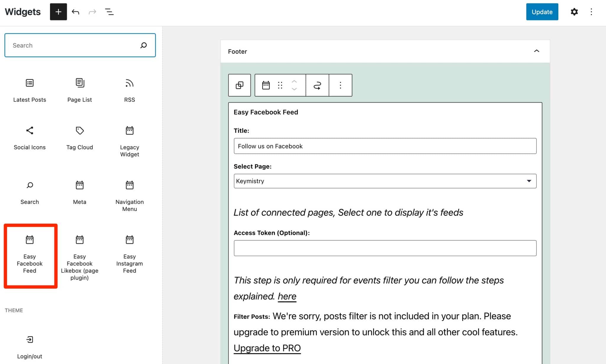 Easy Facebook Feedを使用すると、ウィジェット領域のWordPressにFacebookフィードを追加できます。