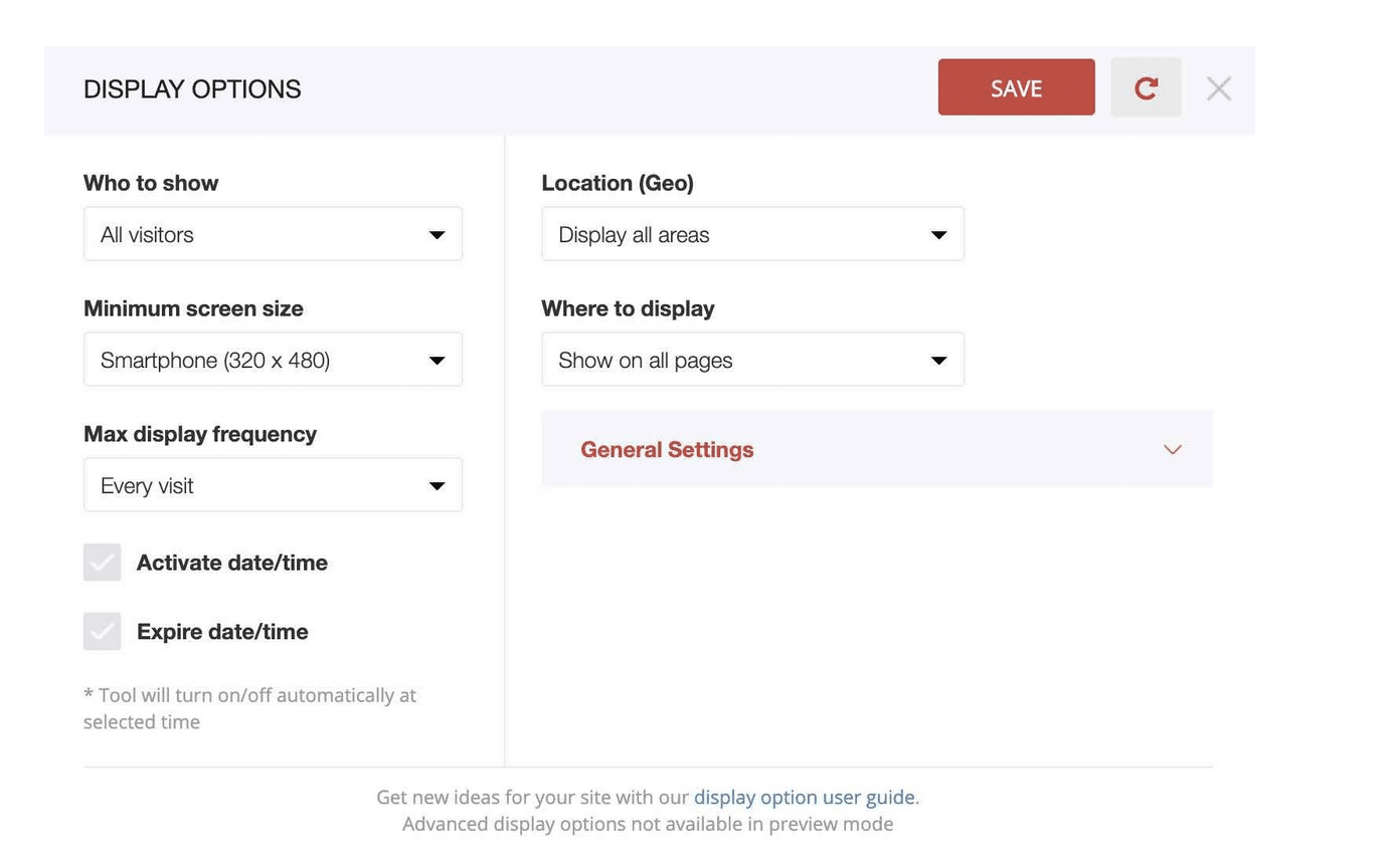 ZotaboxFacebookライブチャット表示オプション。