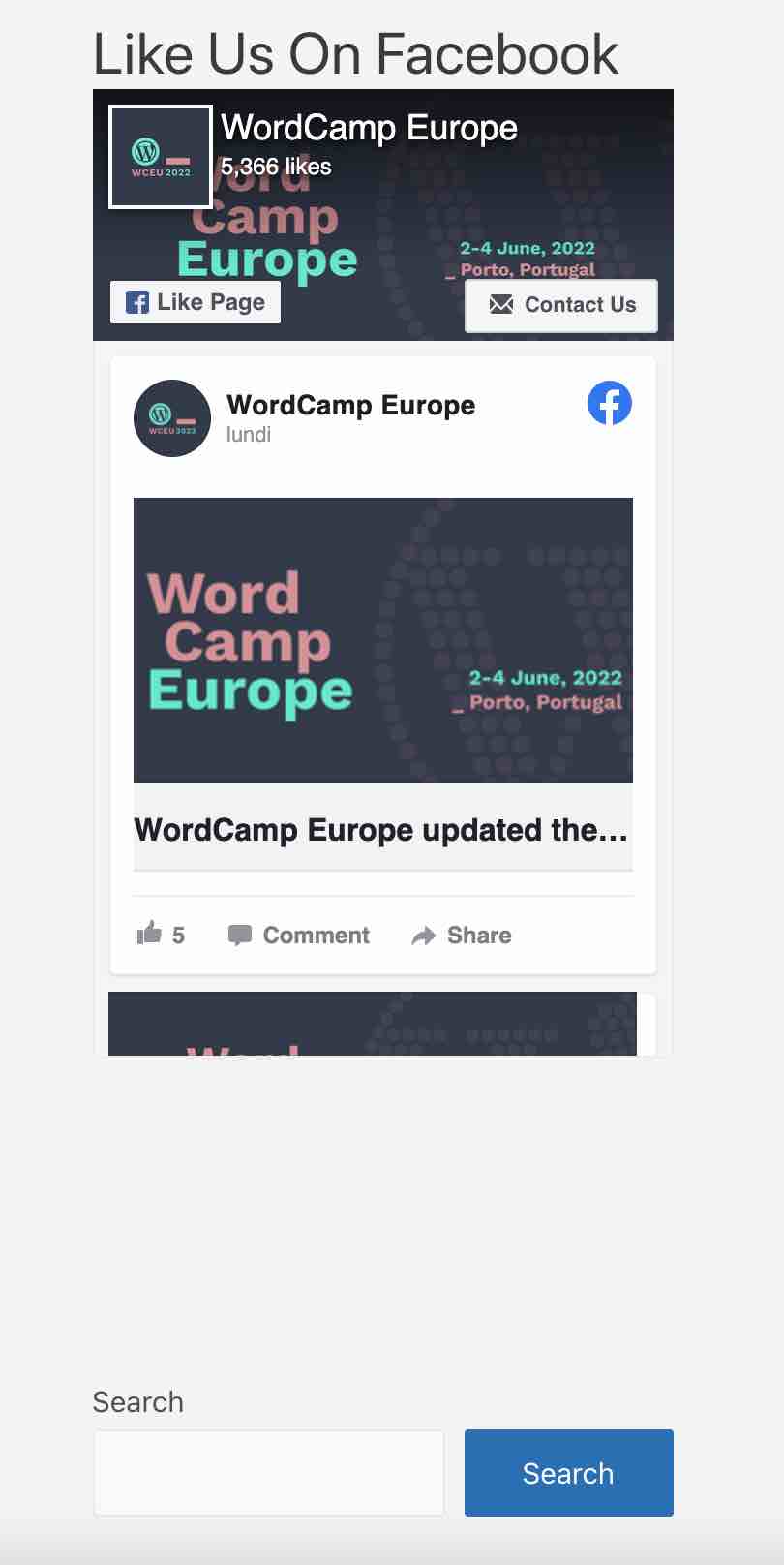 サイドバーのWordPressでのFacebookページの統合。