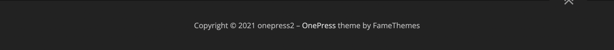 Bir OnePress sitesinin alt bilgisinde telif hakkı sözü.