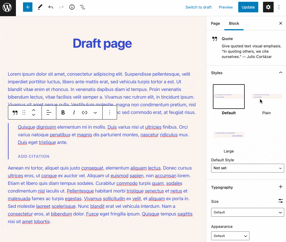 Toveテーマで提供されるスタイルを引用します。