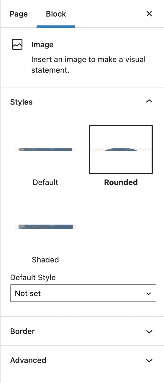 Toveテーマで利用可能な画像ブロックスタイル。