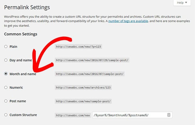 Kalıcı Bağlantı Yapısı Permalink Structure