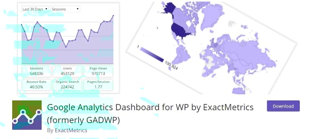 nb_ga_4 Google Analytics Dashboard banner, showing the Google Analytics view map