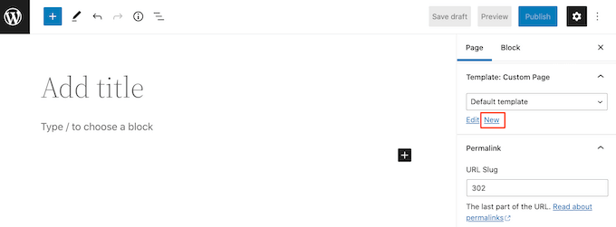 Agregar una plantilla en el editor de WordPress