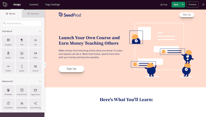 La plantilla de cursos de SeedProd