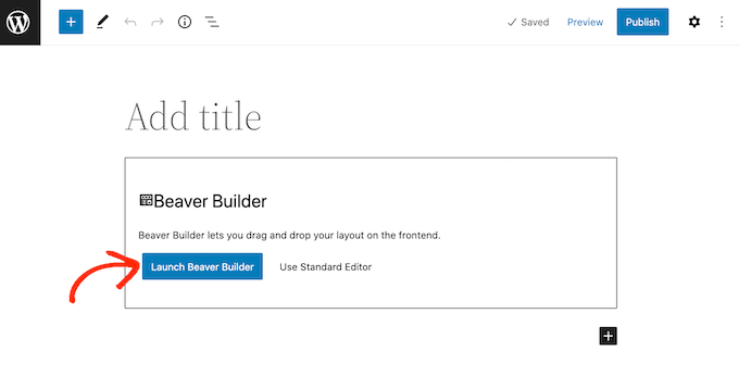 Inicio del editor de páginas de Beaver Builder