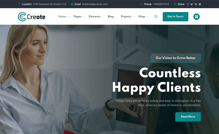 Creote - ธีม WordPress ที่ดีที่สุดสำหรับธุรกิจที่ปรึกษา
