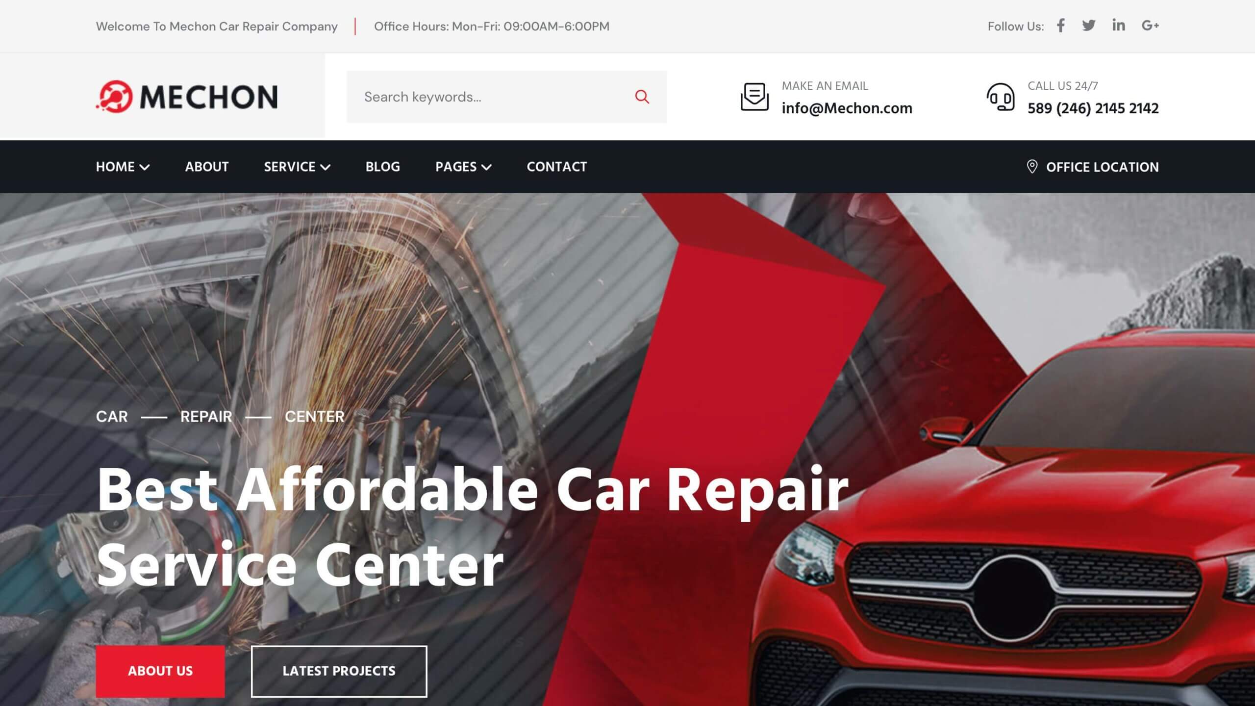 Mechon ist eines der besten WordPress-Themes für Autoreparaturen.