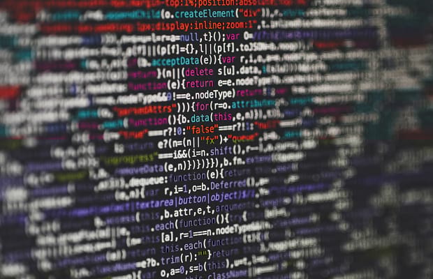 A wall of php code on a black background