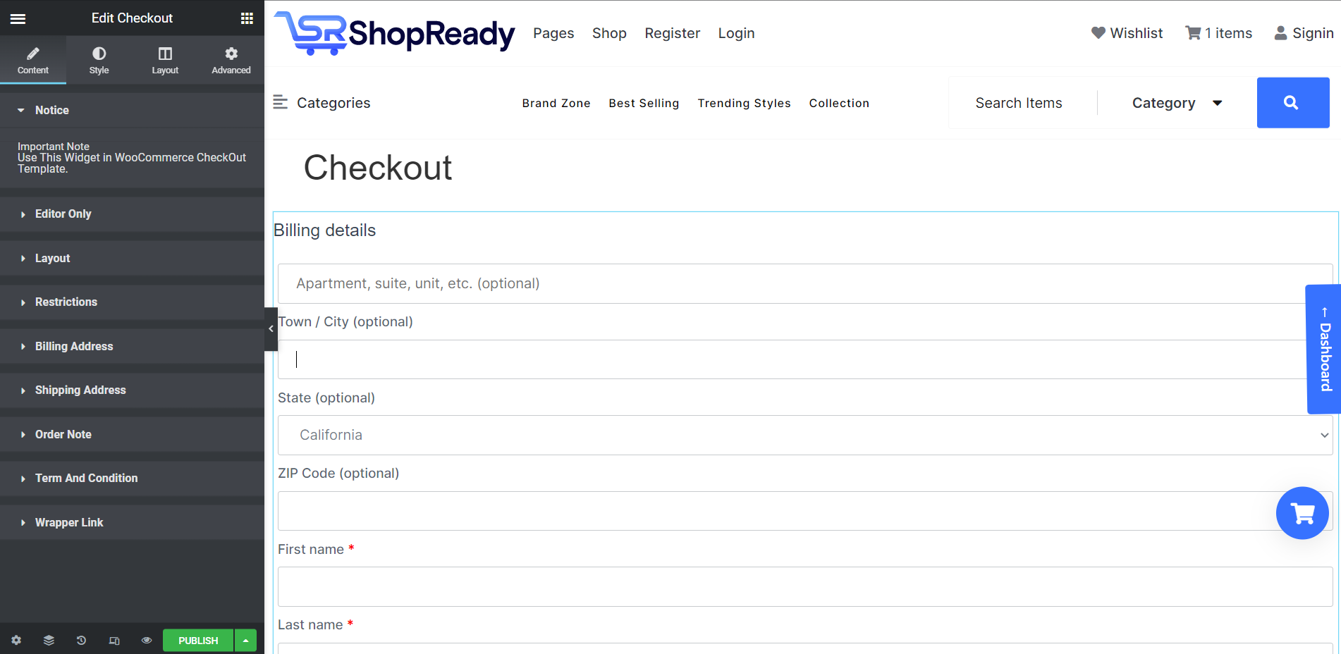 เทมเพลตหน้าชำระเงิน WooCommerce