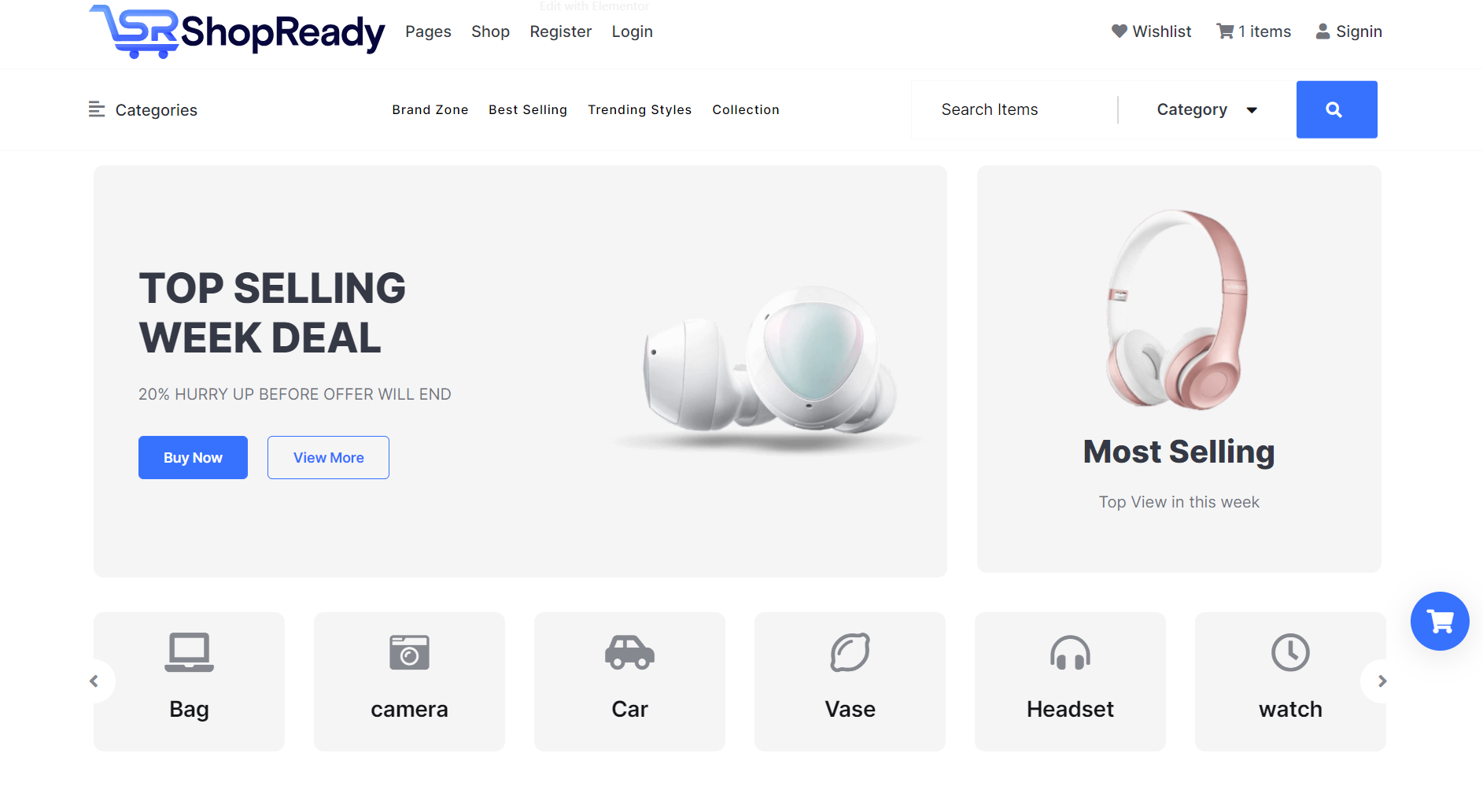 การสาธิตธีม ShopReady WooCommerce